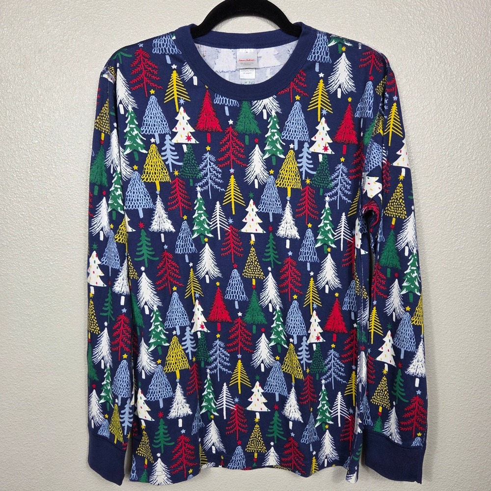 Hanna Andersson Adult Christmas Tree Pajama Top M Organic Cotton Holiday